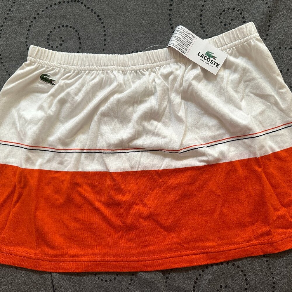 LACOSTE SPORT AUTHENTIC WHITE & ORANGE SKIRT SIZE 38 OR 36 WOMEN NWT $65.00